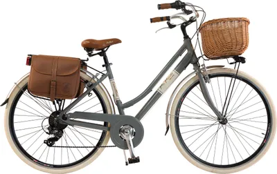 Produktbild von Via Veneto by Canellini rower miejski damski aluminiowy z koszykiem i torbą - Szary 46