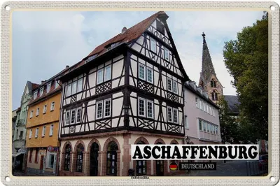 Produktbild von Blechschild Städte Aschaffenburg Stiftbaslika Altstadt 30x20cm