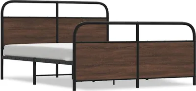 Obrázek produktu pro vidaXL Kovová postel bez matrace Hnědý dubový vzhled 160x200 cm