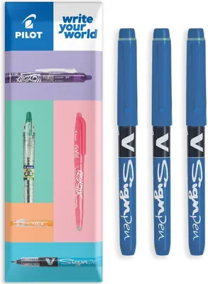Productafbeelding van Pilot V Sign Pen - Fineliner marker pennen - 2.0mm Penpunt - 0.6mm Lijnbreedte - Portemonnee van 3 - Blauwe Inkt