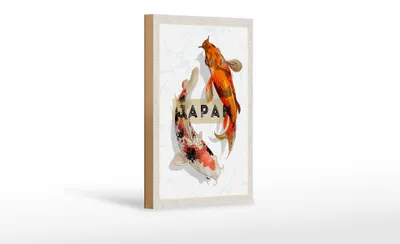 Produktbild von Holzschild Reise 12x18 cm Japan Koi Fische Asien Urlaub Kunst