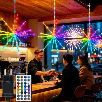 3er-Set Hängelampen, 386 LEDs, Feuerwerk-Effekt, IP65, Solar