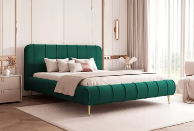 Produktbild von Polsterbett Elegantes Stoffbett "FIRENZE" mit hohem Kopfteil und großem Bettkasten