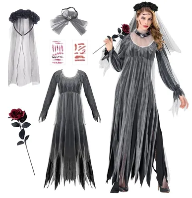 Image de Costume d'Halloween pour femmes, tenue de mariée fantomatique