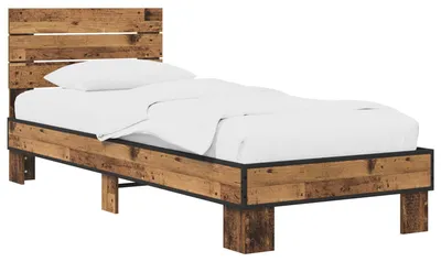 Productafbeelding van vidaXL Bedframe met hoofdeinde, gerecycled hout, 80 x 200 cm, houtvezel