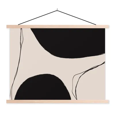 Produktbild von MuchoWow® Textilposter Pastell - Schwarz - Minimalismus 40x30 cm mit holzfarbenen Rahmen - Bilder