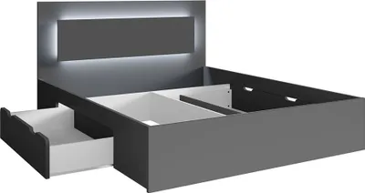 Produktbild von Bett 160x200 cm in graphit FAIDO-166, Kopfteil mit LED-Beleuchtung