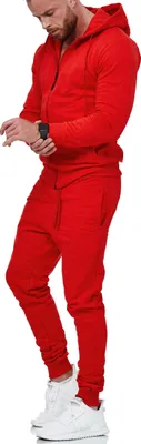 Produktbild von Herren Jogginganzug einfarbig 100% BW 586 Rot XXL