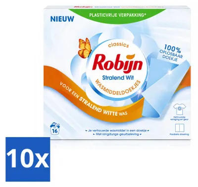 Produktbild von 10 x Robijn Classics Wasmiddelstrepen Stralend Wit - Vorteilspackung - 10 Stücke