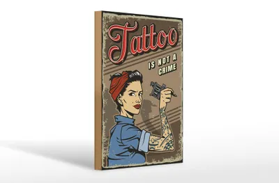 Produktbild von Holzschild Retro 20x30cm Tattoo is not a crime Pinup