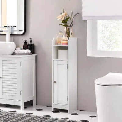 Zdjęcie produktu dla VASAGLE szafka łazienkowa biała, 80 cm, MDF, regulowane pół