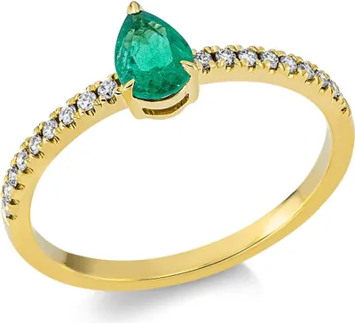 Produktbild von Ring aus 750 Gelbgold Smaragd 0,37ct grün 18 Brillanten 0,13ct TW-SI B:6,5mm Innenumfang 54mm  Ø17.2mm
