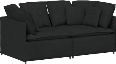 Produktbild von vidaXL Modulares Sofa mit Kissen Stoff Schwarz