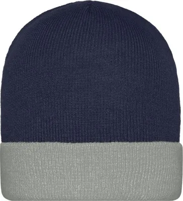 Produktbild von Knitted Cap Klassische Strickmütze mit Umschlag navy/grey, Gr. one size