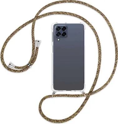 Produktbild von Handykette Backcover-Schutzhülle mit Band (Metall silberfarben) für Samsung Galaxy M53 5G - braun+beige