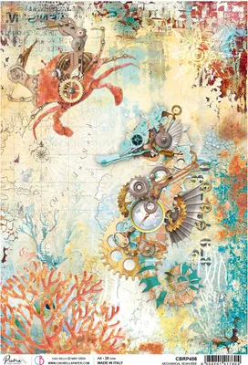 Produktbild von Ciao Bella Motiv Strohseide Coral Reef Seahorse A4 28g/qm Bastelpapier