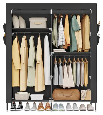 Produktbild von SONGMICS Kleiderschrank, Stoffschrank mit Kleiderstange, 3 Hängefächer – Größe 127B cm
