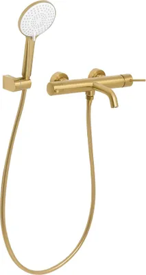 Produktbild von BELIANI Unterputz Badewannenarmatur Set Gold Messing u. Edelstahl Modernes Design UP-Wannen-/Duscharmatur Wand-Einhebelmischer mit Handbrause