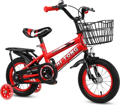 Produktbild von 14-palcový detský bicykel pre chlapcov a dievčatá – nastaviteľný bicykel pre deti s odnímateľným košíkom, vhodný pre deti od 2 do 7 rokov, červený