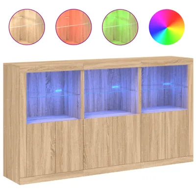 Produktbild von Sideboard mit LED-Leuchten Sonoma-Eiche 181,5x37x100 cm