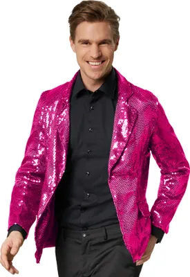 Produktbild von Pailletten-Jackett Herren - pink, XL