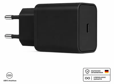 Produktbild von USB C Schnellladegerät mit Kabel Universal Netzteil Ladegerät 45Watt – Schwarz / Ohne Kabel
