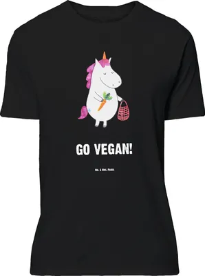 Produktbild von Mr. & Mrs. Panda Größe XL T-Shirt Einhorn Vegan - Schwarz - Geschenk, Veganer, Shirt, Rohkost, Tshirt, Veganismus, mit Spruch, Gesund Leben, Unicorn, essen