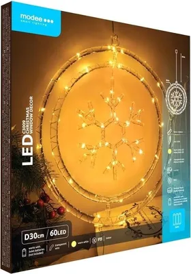 Produktbild von LED Weihnachtskranz Schneeflocke - Ø50cm - 48 LEDs - Warmweiß - Batteriebetrieben