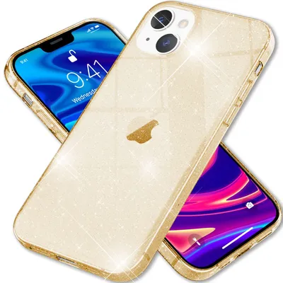 Obrázek produktu pro NALIA Glitter Case pro iPhone 13, průhledný kryt na mobilní telefon Bumper Gold