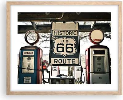 Produktbild von Gerahmtes Poster - Rahmen in heller Eiche - Straße alt 66 USA - 50x40 cm - Wand Bild - Wanddeko - Wandbilder - Wandposter - Bilderrahmen - Bilder - Kunstdruck - Wandbild - P2NAA50x40-3573