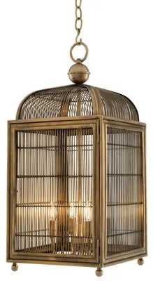 Image de Casa Padrino Designer Lampe à suspendre / Lanterne Laiton Antique 38 x 38 x H. 81 cm - Lampe à suspendre de luxe
