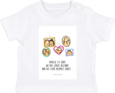 Produktbild von Mr. & Mrs. Panda T-Shirt Igel Familie 12. - 18. Monat - Weiß - Geschenk, Baby Kurzarmshirt, Muttertag, Jerseyshirt, Mama, Papa, Bilder, Babyshirt, Shirt