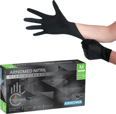 Produktbild von Nitril Handschuhe, schwarz, puderfrei, Größe M, 100 Stück