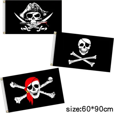 Image de Halloween Jolly Roger Banner Skeleton Pirate Flags Bunting for Halloween Party Pirate Party