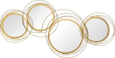 Image de HOMCOM Ensemble de 4 miroirs ronds en métal dorés - 107 x 56 cm