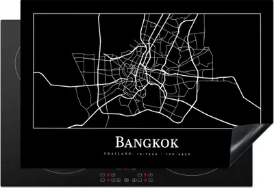 Produktbild von KitchenYeah© Herdabdeckplatte Bangkok - Karte - Stadtplan , 78x52cm, Küche Deko, Glaskeramikkochfeld Herdabdeckung, Abdeckplatte fùr Kochfeld