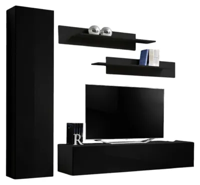 Produktbild von Meublorama AM-FLY G-ZZ FY G1*3C/67KG, Schwarz, Mitteldichte Faserplatte (MDF), 5 Regale, 2 Tür(en), 400 mm, 2100 mm