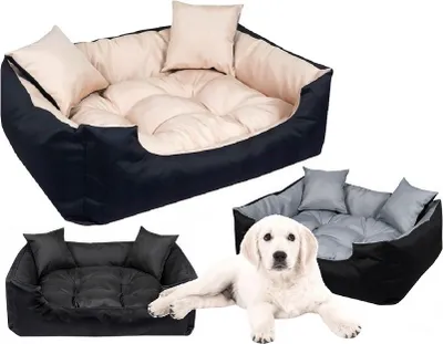 Produktbild von Hundebett Hundekissen Katzenbett ECCO Wasserdicht Beige Größe L 100x75