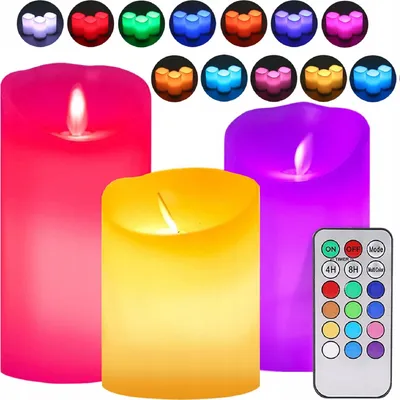 Zdjęcie produktu dla Oo68 Świeczki Świece Led Na Pilota 3 Szt Zestaw Rgb