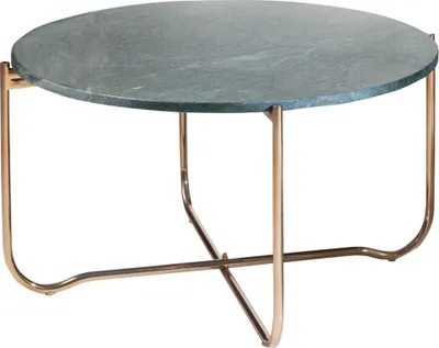 Produktbild von cagü: Design Couchtisch [FLORENTIN] Grün aus Marmor mit Gold Gestell 62cm Ø Rund