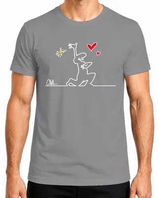 Immagine prodotto di T-shirt da uomo, colore grigio, con la linea Balum e il personaggio Osvaldo Cavandoli, taglia L