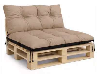 Produktbild von Palettenkissen Set 120 x 80 x 40 cm Beige – wasserabweisende Outdoor Kissen für Palettenmöbel, Gartenbank und Gartenschaukel