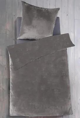 Produktbild von Malika Mikrofaser-Cashmere-Touch-Bettwäsche 2-teilig, 135 × 200 + 80 × 80 cm, Grau