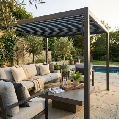 Immagine prodotto di Milani Home - pergola bioclimatica, 2 x 3 m, in alluminio, lamelle orientabili, antracite