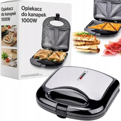 Obrázek produktu pro Opékač sendvičů 1000 W rovnoměrné opékání tepelně izolovaná rukojeť kontrolky provozu
