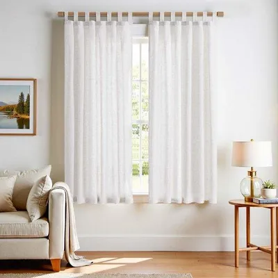 Obrázok produktu pre Závesy Unyqoos® s vzhľadom na ľan, 2-dielna sada, 140 x 175 cm – zmes polyesteru a ľanu, s pútkami, priepustné pre svetlo, vhodné do obývačky, spálne alebo kuchyne