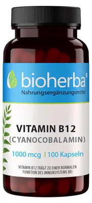 Produktbild von Bioherba Vitamin B12 (Cyanocobalamin) 500 mcg 100 Kapseln