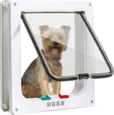 Immagine prodotto di Porta per gatti con chiusura magnetica a 4 vie per gatti e cani di piccola taglia - Bianco - Vetro trasparente - Grande