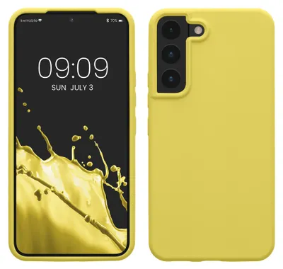 Produktbild von kwmobile Handyhülle für Samsung Galaxy S22 Hülle - Case Silikon - Kabelloses Laden - Schutzhülle Cover in Zitronengelb