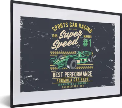 Produktbild von MuchoWow® MuchoWow® Gerahmtes Poster Auto - Rennstrecke - Oldtimer 40x30 cm - Poster mit zchwarzem Bilderrahmen - Bilderrahmen - Poster im Rahmen